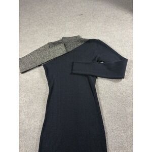 Say What Y2K Rib Knit Sweater Dress‎ Women's M Black Gold Mock Neck Bodycon